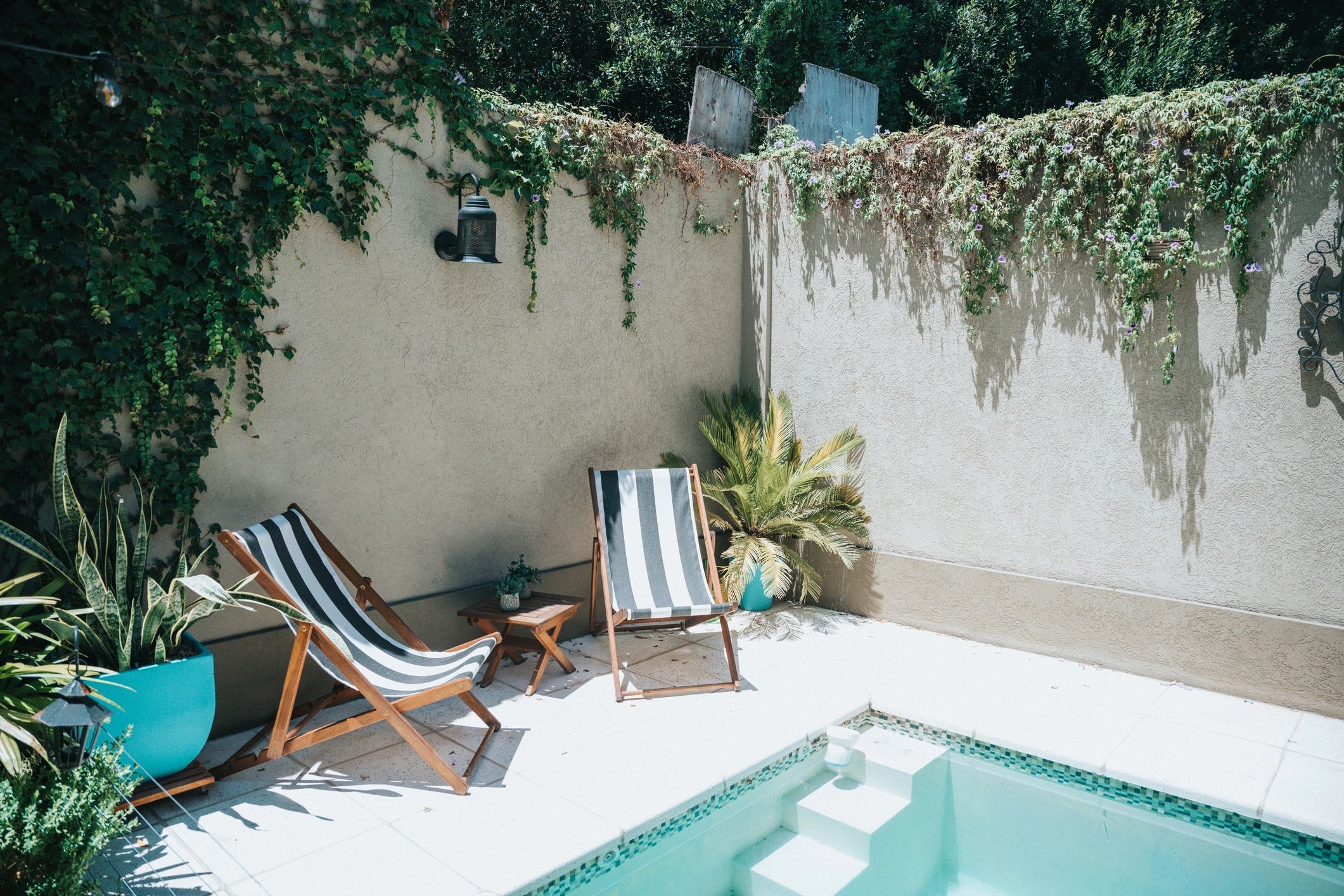 Poolside patio area